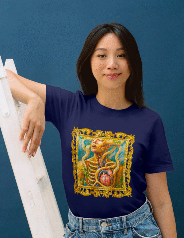 Golden Frame Anatomy T-Shirt – Bold Art with a Classic Touch - Image 3