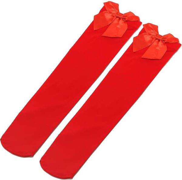 Women Satin Bow Thigh High Socks with Over Knee Thigh Highs Stocking - Image 2