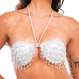 Rhinestone Crystal Tassel Bra
