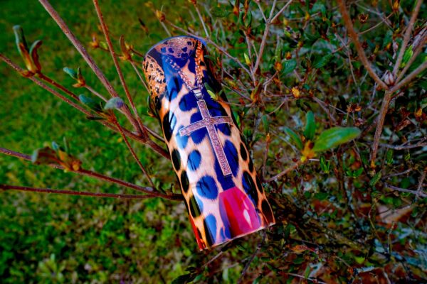 Leopard Print & Gold Cross Stainless Steel Tumbler (20oz) - Image 13