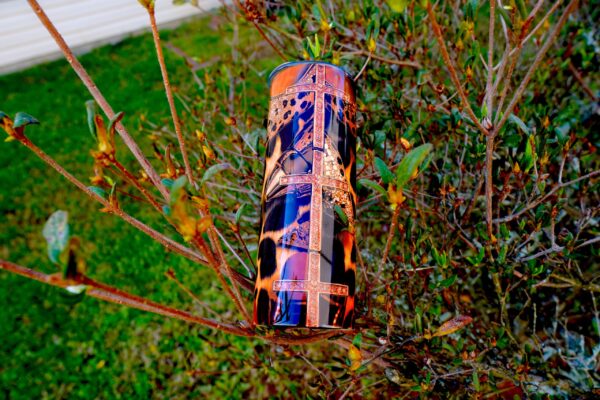 Leopard Print & Gold Cross Stainless Steel Tumbler (20oz) - Image 11