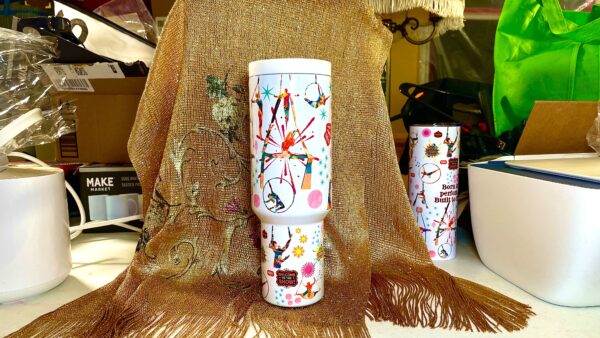 Festive Circus 40oz Insulated Tumbler – 100% Leak-Proof with Handle, Lid, Straw & Brush - Image 2