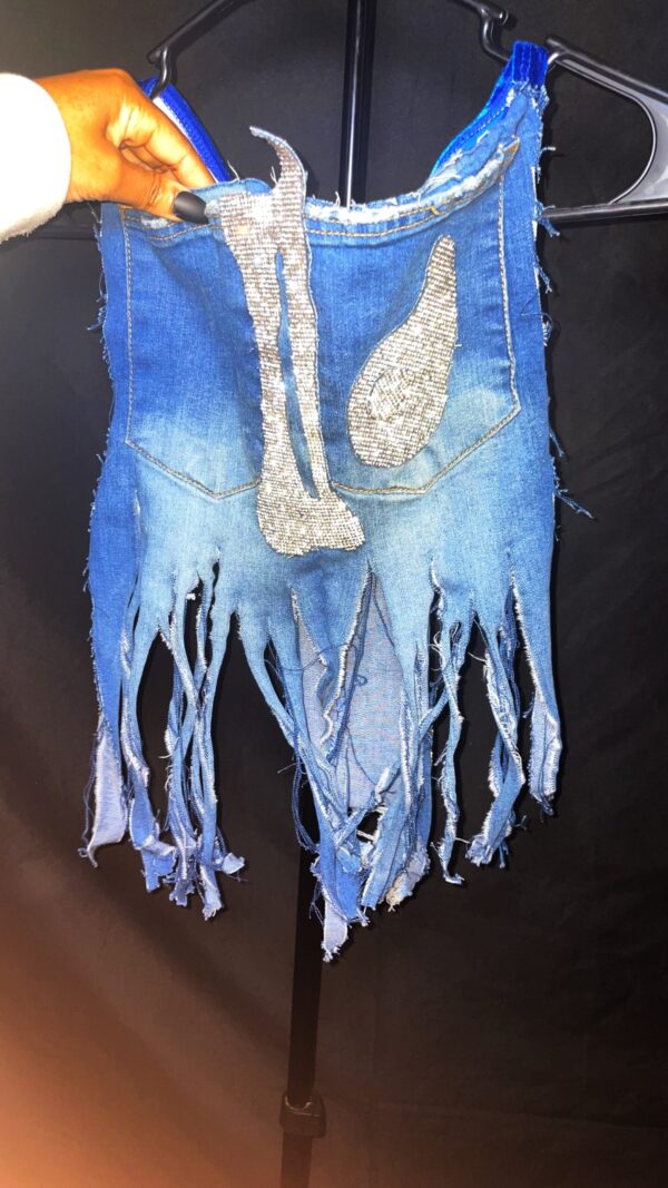 Exclusive Handmade Rhinestone Denim Performance Costume – One of a Kind - Image 9