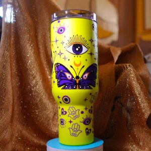 Mystic Vision 40oz Tumbler – Neon Butterfly & Third Eye