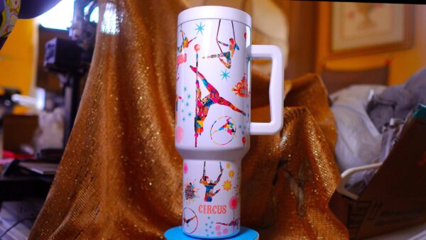 Festive Circus 40oz Insulated Tumbler – 100% Leak-Proof with Handle, Lid, Straw & Brush - Image 17