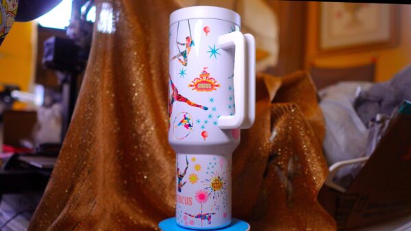 Festive Circus 40oz Insulated Tumbler – 100% Leak-Proof with Handle, Lid, Straw & Brush - Image 10