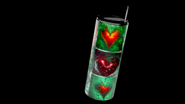 Heart of the Chrome 20oz Tumbler – Mystical Green and Red Chrome/ Nature-Inspired - Image 2