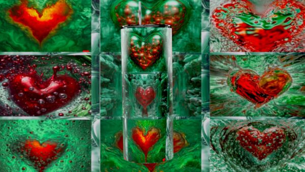 Heart of the Chrome 20oz Tumbler – Mystical Green and Red Chrome/ Nature-Inspired - Image 5