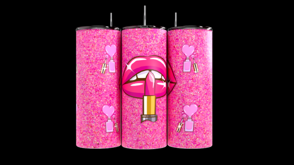 Bring a touch of glam to your daily routine with the Glam Lips 20oz Tumbler! This eye-catching tumbler features bold, glossy pink lips with a classic lipstick design, set against a sparkly pink glitter background. Perfect for makeup lovers and anyone who loves a pop of color, this tumbler is sure to turn heads and add a dash of fabulous to every sip. Aside from its fabulous style, this tumbler is also practical, keeping your drinks hot or cold while you’re on the go. Make a statement with every sip, and carry your favorite drinks in style!