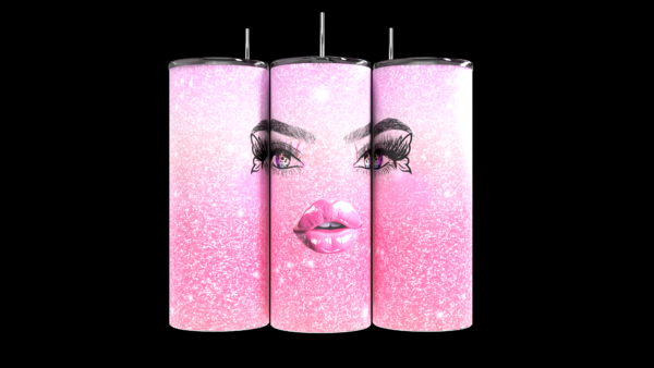 Introducing the dazzling 20oz stainless steel tumbler, designed for those who love to shine! Adorned with sparkling pink lips, glitter, and stylish bold makeup, this tumbler is as much a fashion statement as it is a practical accessory. Its double-wall insulation keeps your beverages at the perfect temperature, while the spill-proof lid ensures you can take it anywhere without worry. Plus, it’s straw-friendly for added convenience. To keep those vibrant colors looking fresh, hand washing is recommended. Whether you're sipping coffee on the go or enjoying a refreshing drink at home, this tumbler is the perfect companion to elevate your drinkware collection!