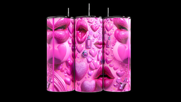 Turn heads with this dazzling 20oz stainless steel tumbler, featuring a vibrant pink design filled with glittering hearts, lips, and luxurious perfume bottles. Perfect for lovers of all things glamorous, this tumbler is sure to add sparkle to your day. Crafted from high-quality stainless steel with double-wall vacuum insulation, it keeps your drinks hot or cold for hours while exuding bold personality. Whether you're on the go or relaxing at home, this tumbler is the perfect blend of fun and functionality.