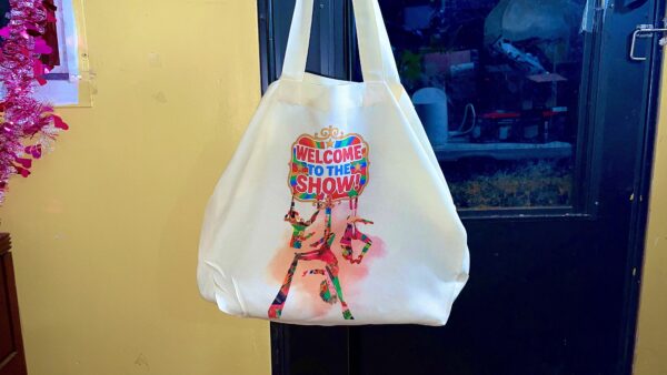 "Welcome to the Show!” Circus Tote Bag – Unbleached Canvas (Reusable) - Image 4