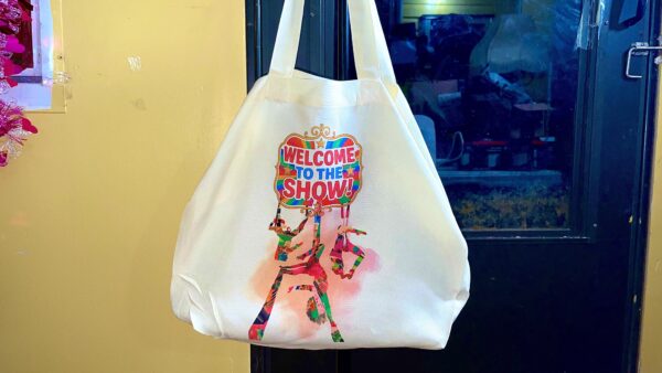 "Welcome to the Show!” Circus Tote Bag – Unbleached Canvas (Reusable) - Image 5
