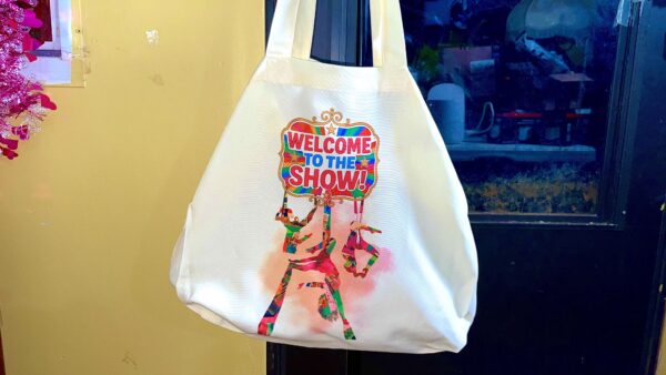 "Welcome to the Show!” Circus Tote Bag – Unbleached Canvas (Reusable) - Image 6