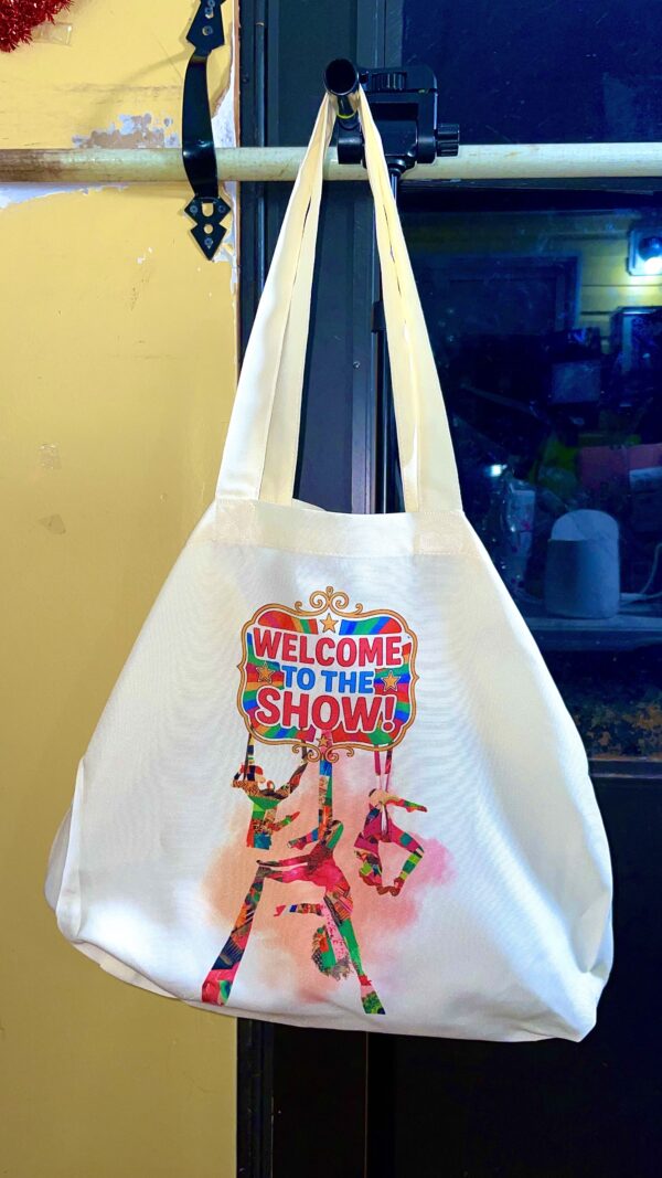 "Welcome to the Show!” Circus Tote Bag – Unbleached Canvas (Reusable) - Image 9