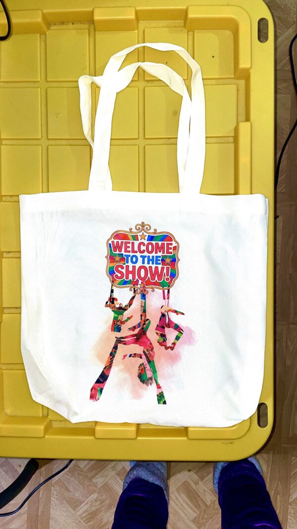 "Welcome to the Show!” Circus Tote Bag – Unbleached Canvas (Reusable) - Image 10