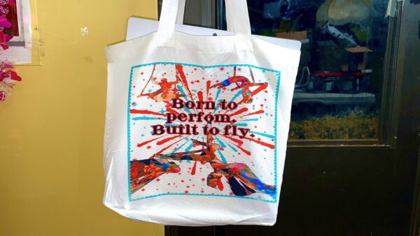 "Born to Perform, Built to Fly" Circus Canvas Tote Bag – Reusable & Bold - Image 2