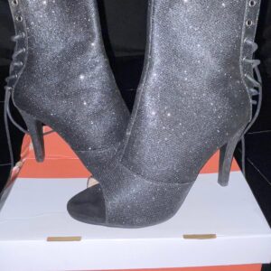 Women's Black Open Toe Lace-Up Dance Boots - Size 7.5 - Worn Once